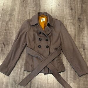 Old Navy Taupe Double-Breasted Pea Coat